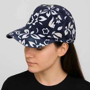 Floral Daystone Adjustable Baseball Cap – Navy Hibiscus Print NWOT